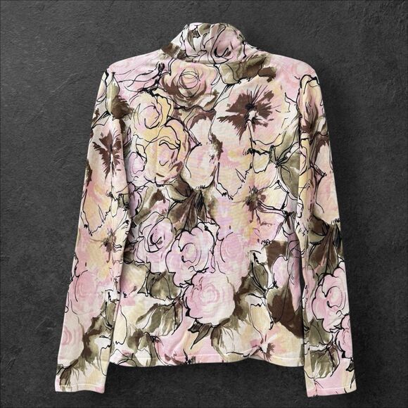Vintage Talbots Silk Blend Turtleneck Floral Sweater M Romantic Cottage Preppy - Picture 4 of 7